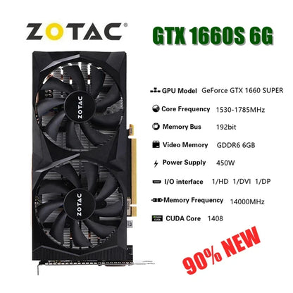 2024 Used GTX 1660Ti 6GB 1660 Super GAMING Video Cards GTX 1660 Ti 6G GDDR6 192bit GPU Graphic Card