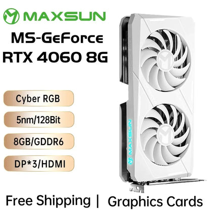 MAXSUN Graphics Cards RTX 4060 Terminator 8G GDDR6 GPU 128bit PCI Express 4.0 X8 Gaming Video Card Desktop Computer Components